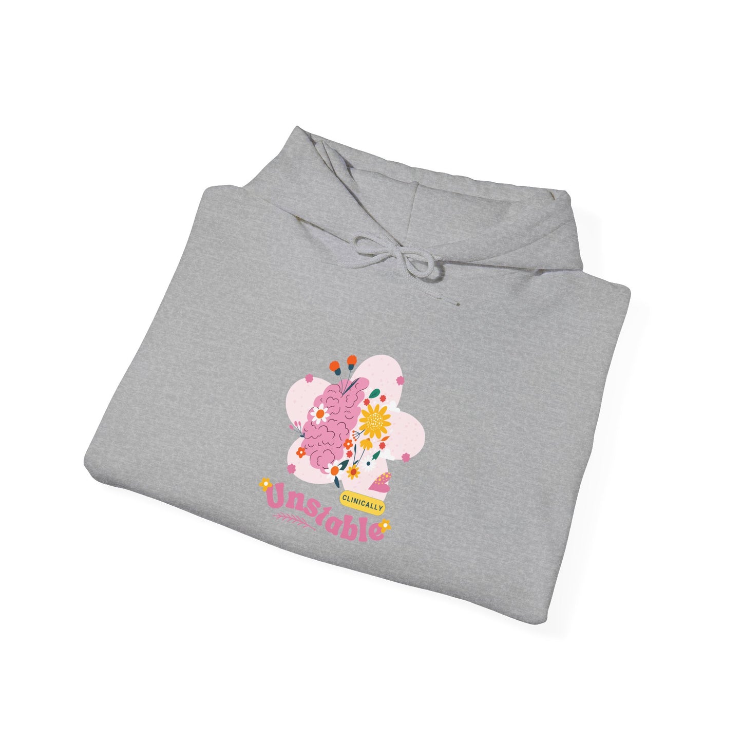 Unstable Cute Pastel Character Hoodie — Kawaii Pink Floral Graphic Sweatshirt