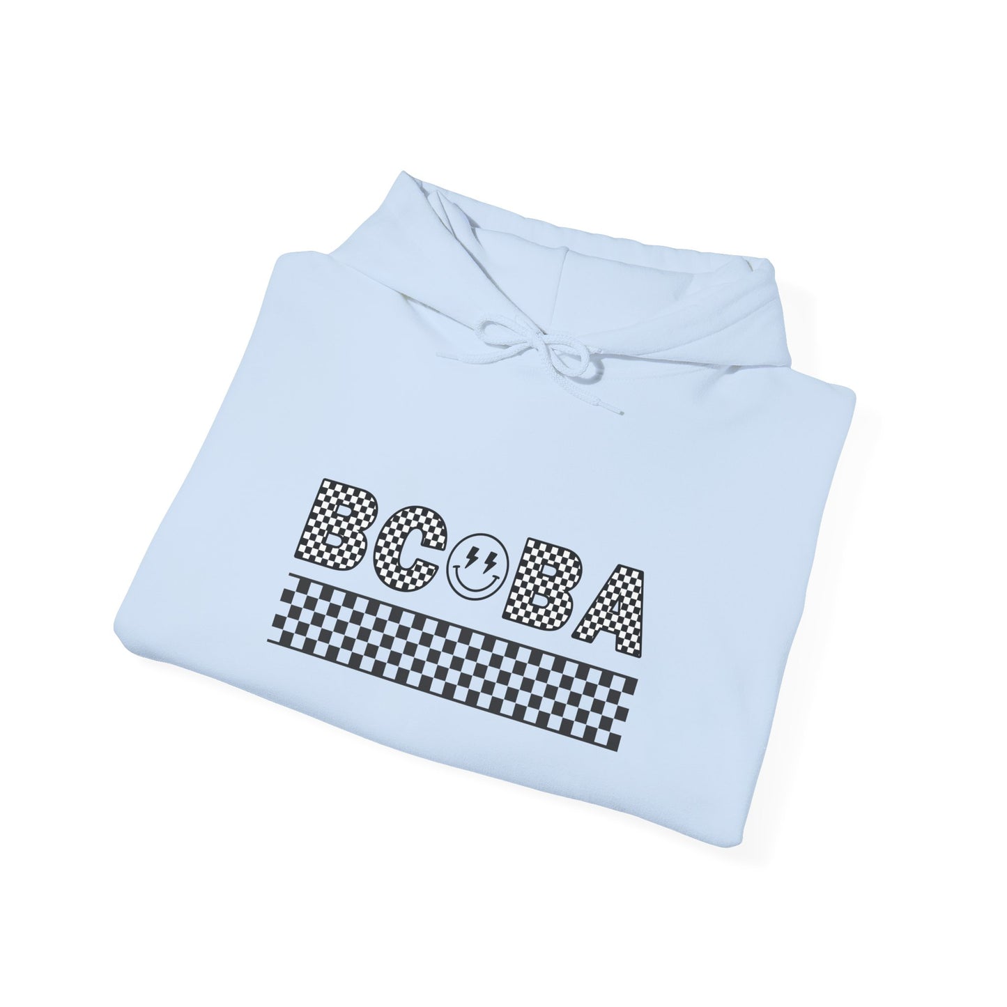 BCBA Smile Checkerboard Hoodie — Cute Bubble Tea Graphic Sweatshirt