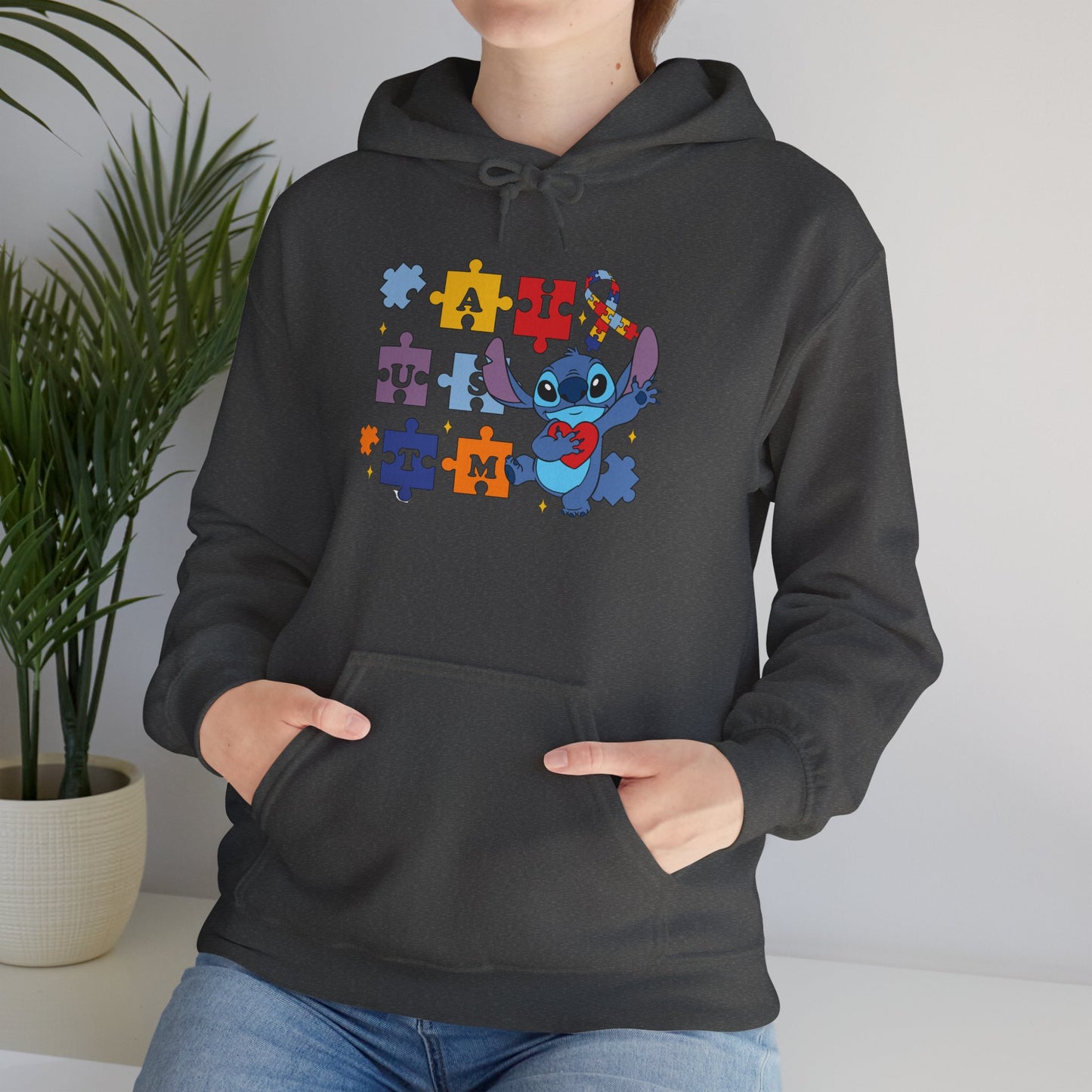 Autism Awareness Hoodie — Puzzle Heart Ribbon Design
