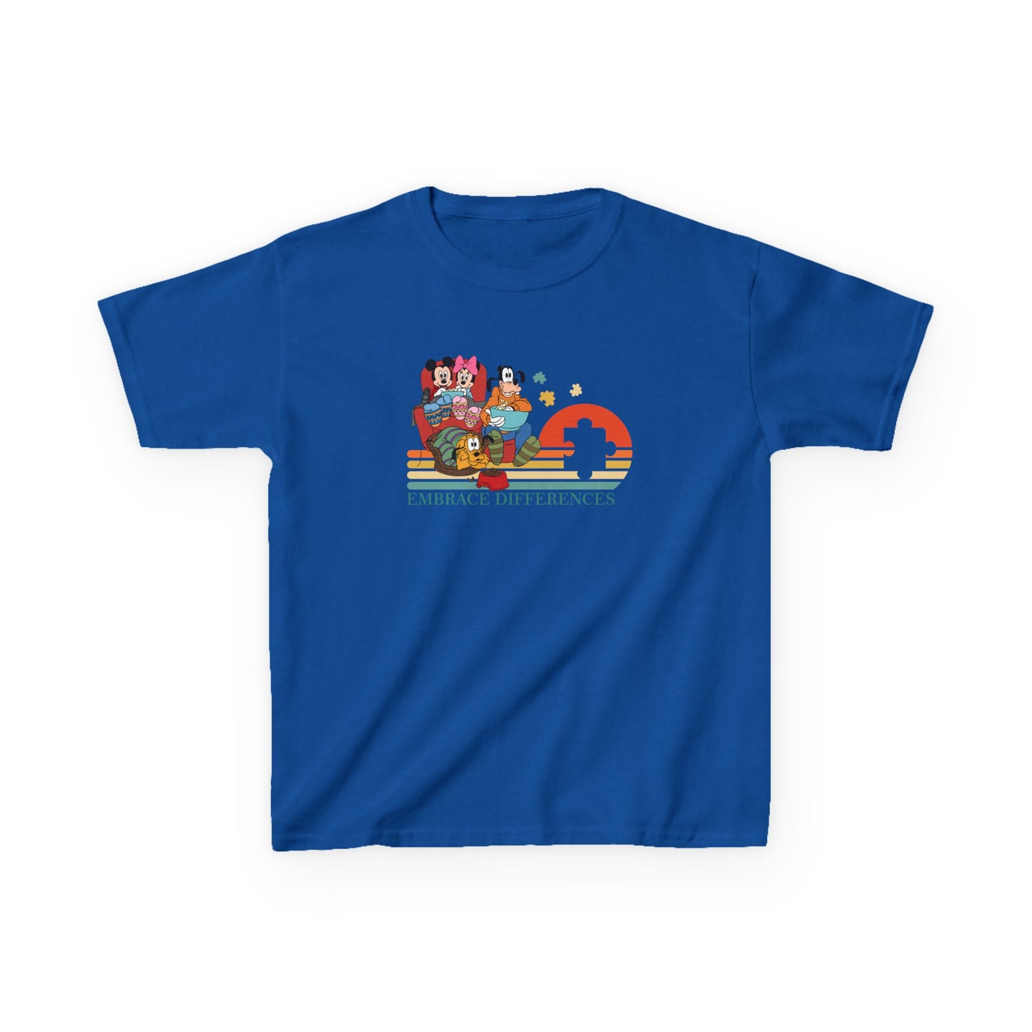 Kids Tee — Colorful Retro Animal Parade "I Embrace Differences"