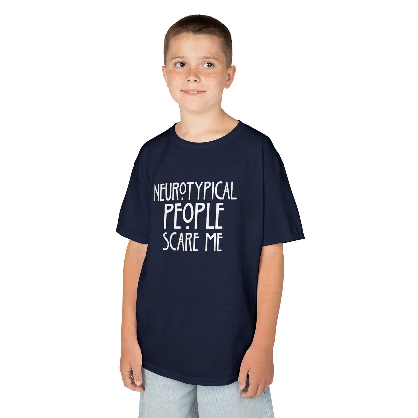 Kids Tee — "Neurotypical People Scare Me" Humor Autism Awareness Shirt