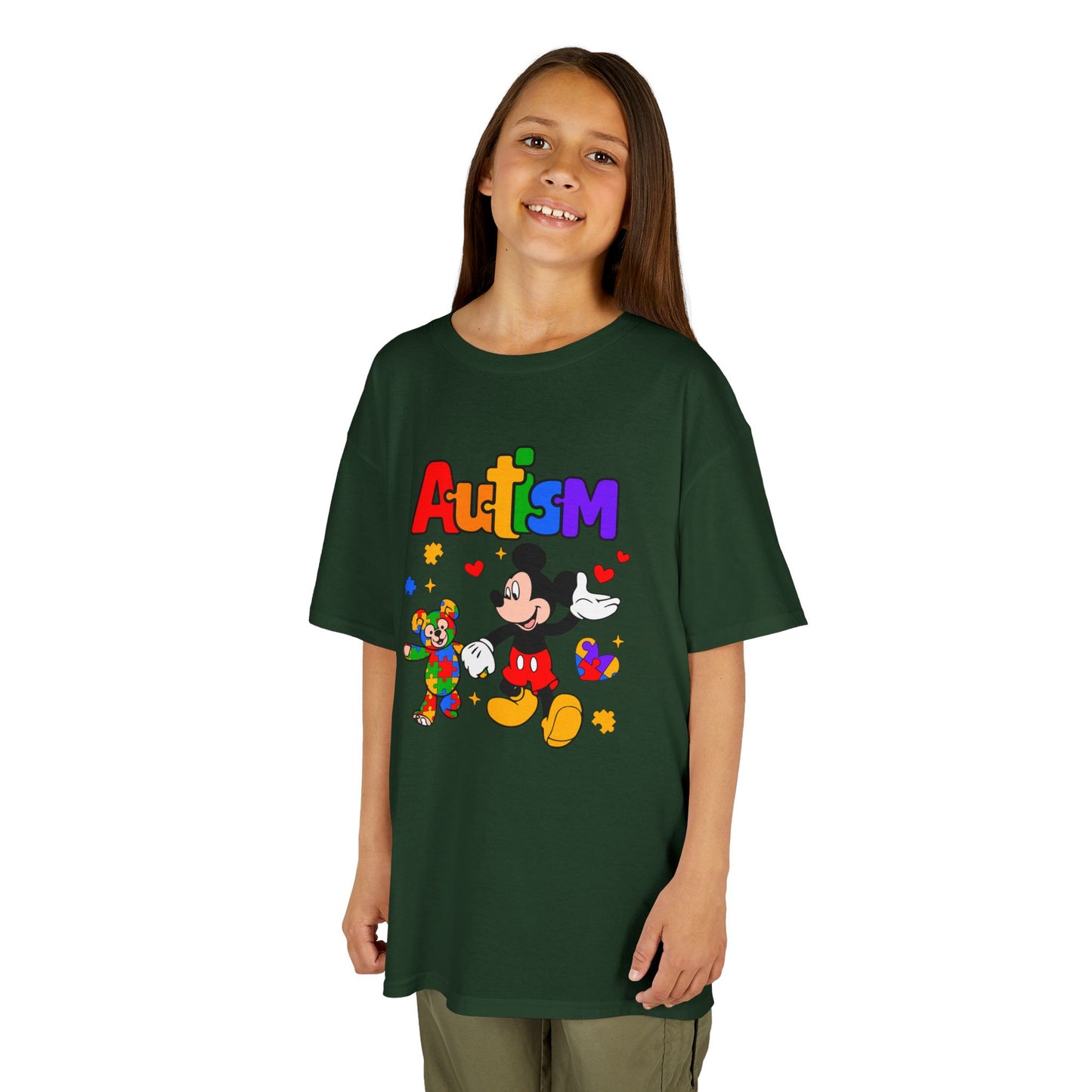 Kids Autism Awareness T‑Shirt — Colorful Puzzle & Friendly Character Design