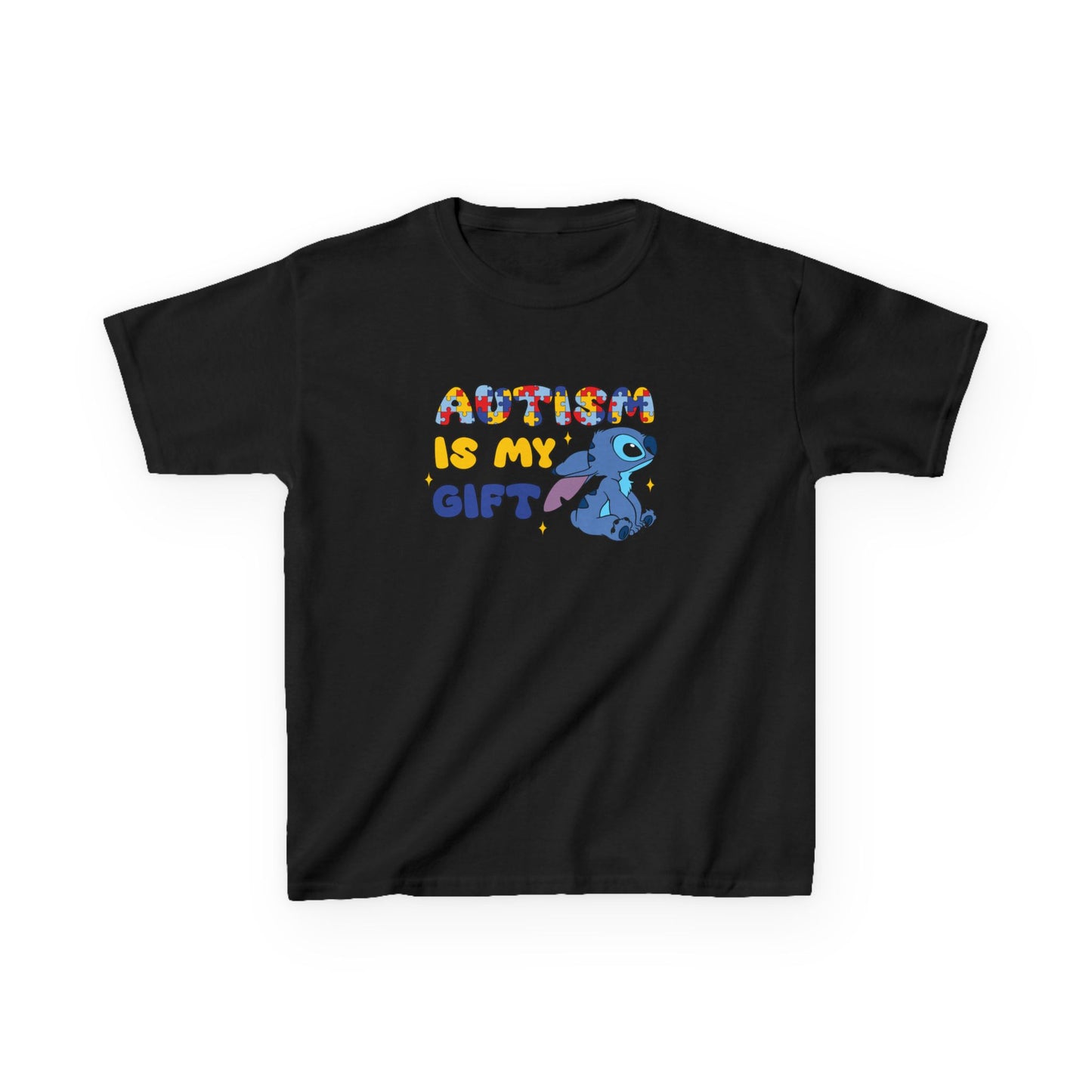 Kids T-Shirt — "Autism Is My Gift" Colorful Puzzle Heart Design
