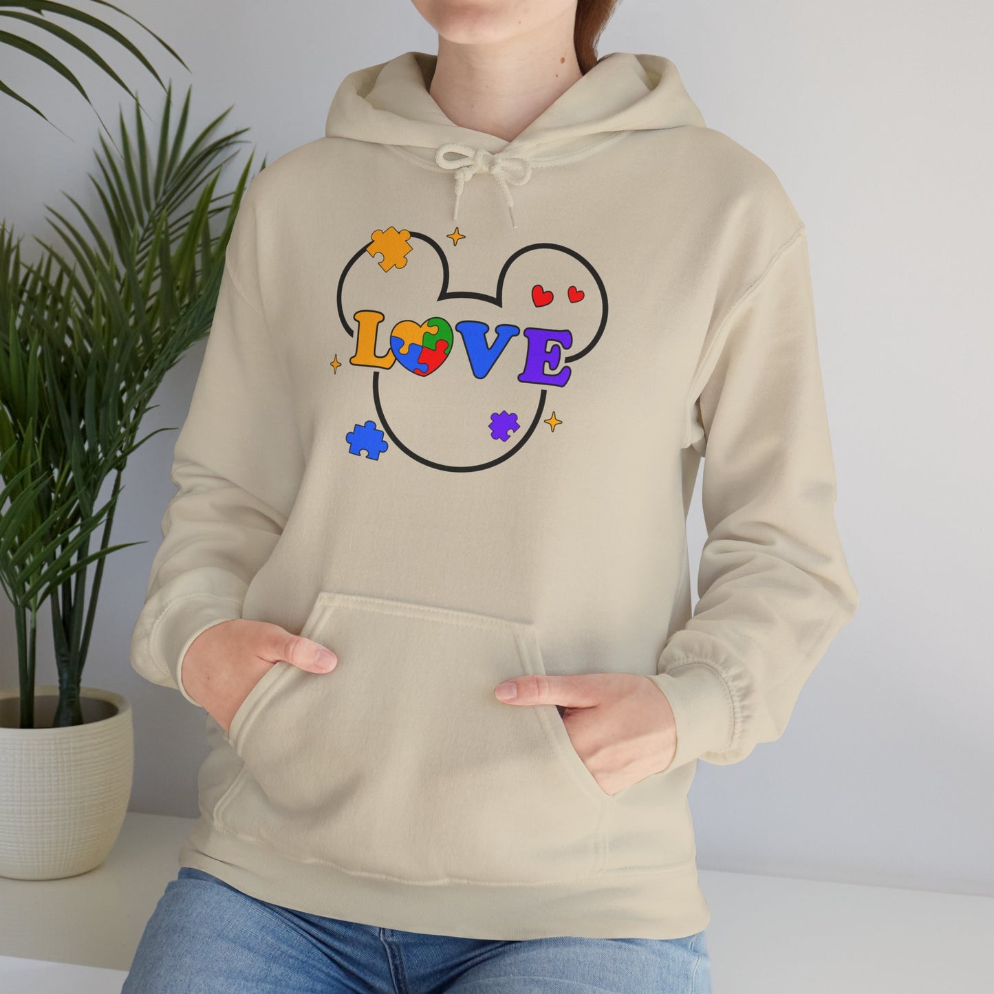 Love Puzzle Heart Hoodie — Autism Awareness Rainbow Puzzle Pieces Love Sweatshirt
