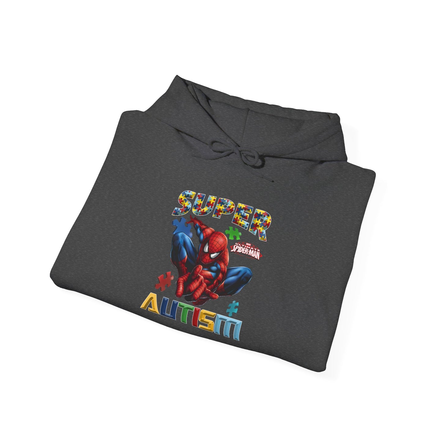 Autism Awareness Hoodie – "Super for Autism" Colorful Puzzle Hero Design