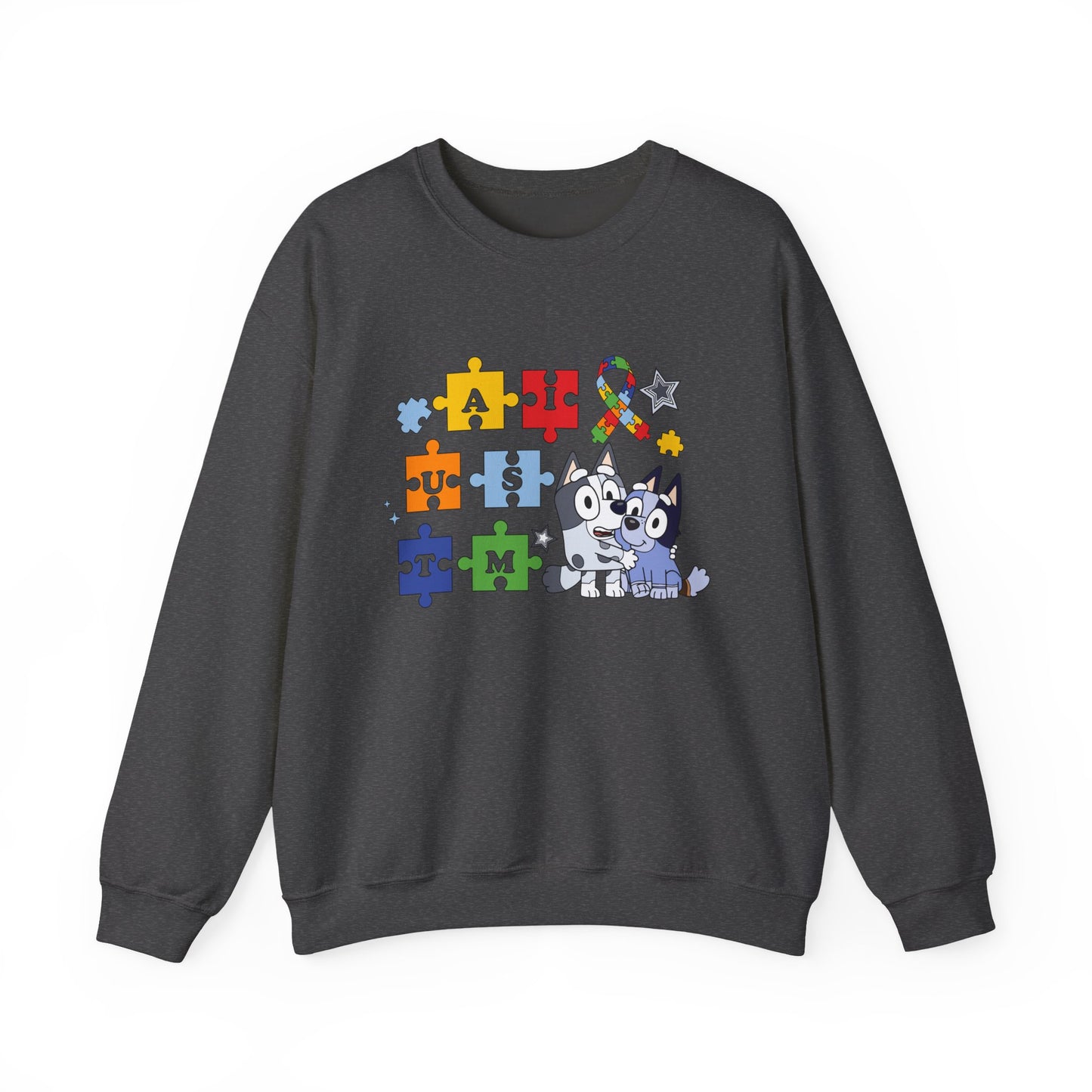 Autism Puzzle Paw Crewneck Sweatshirt — Bluey-Inspired Support Tee