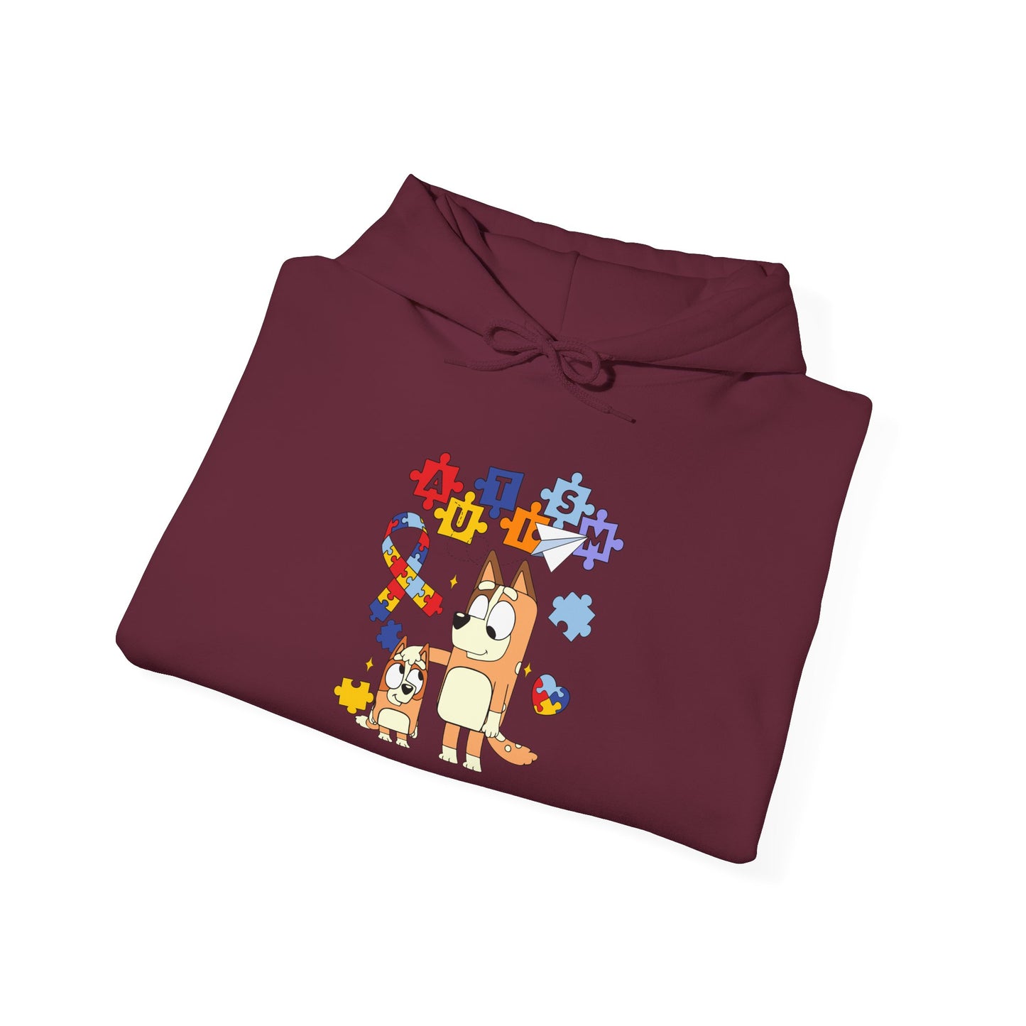 Bluey Puzzle Pieces Hoodie — Cute Bluey & Bingo Autism Awareness Sweatshirt