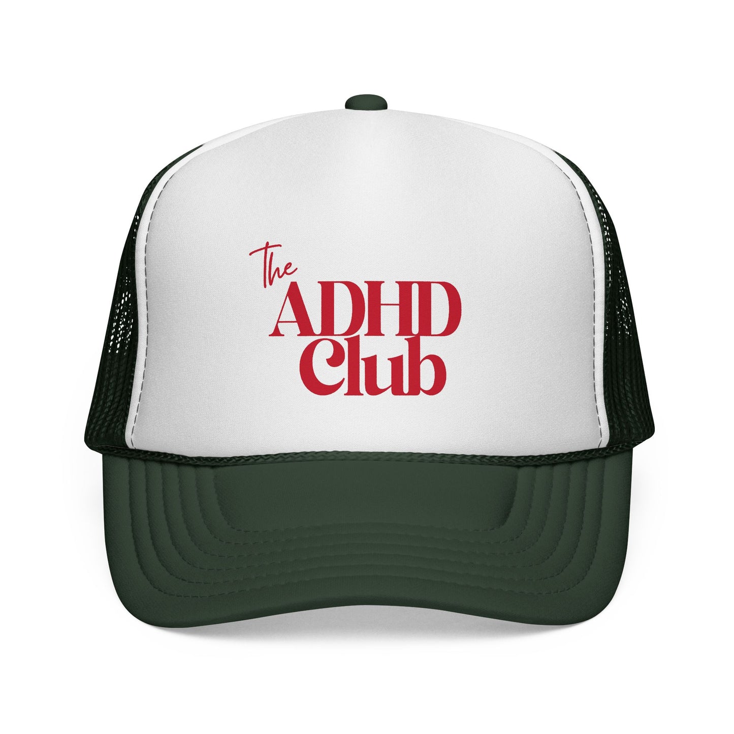 Trucker Hat — "The ADHD Club" Retro Logo Mesh Cap