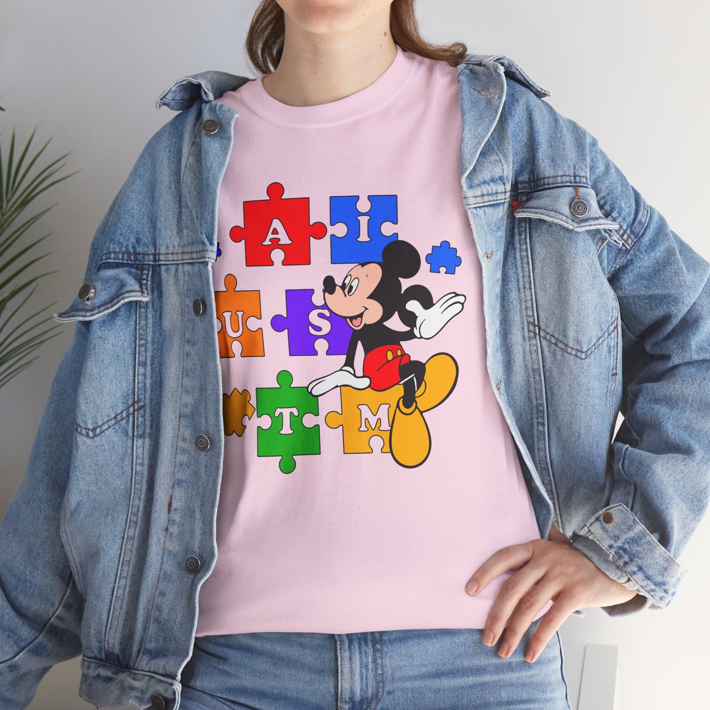 Autism Puzzle Mickey T-Shirt — Colorful Puzzle Pieces "AUTISM" Design