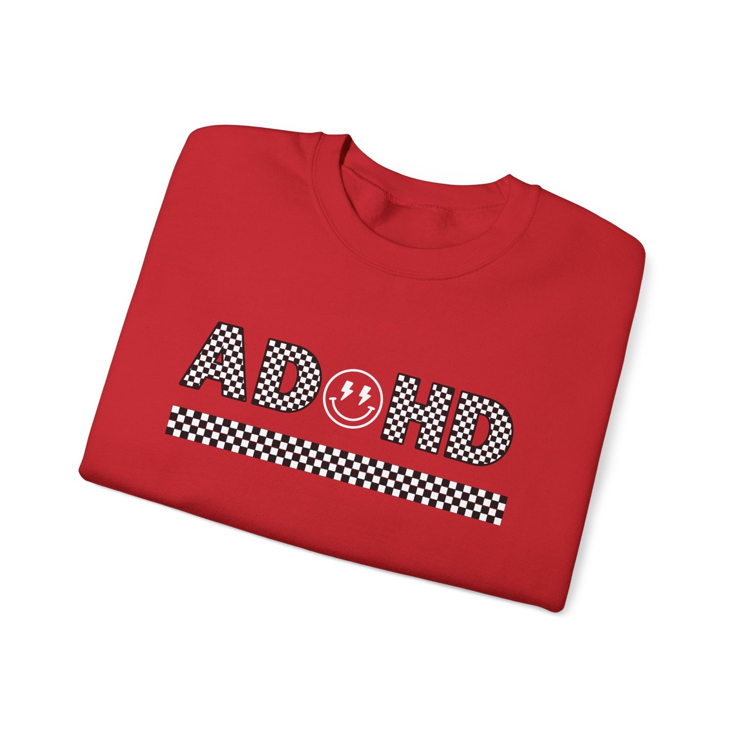 ADHD Smiley Checkered Crewneck Sweatshirt