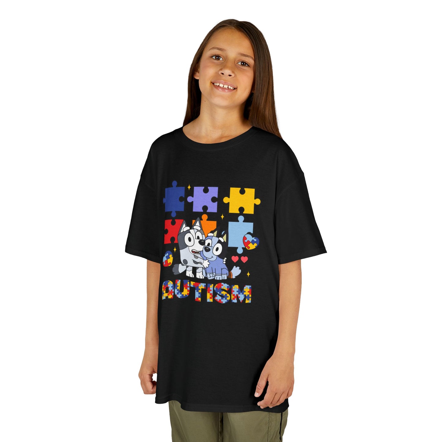Kids Tee — Colorful Autism Puzzle Paw Design