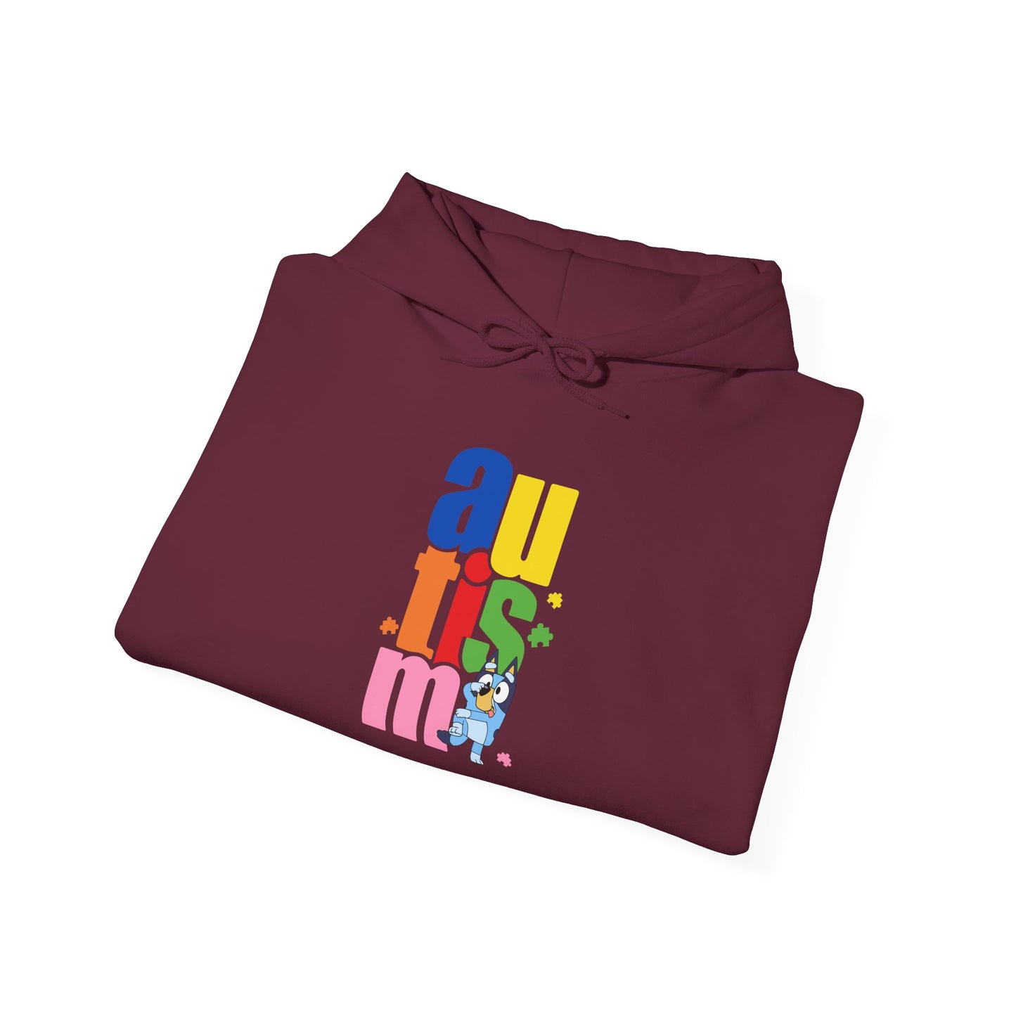 Autism Awareness Hoodie — Colorful Vertical “autism” Design