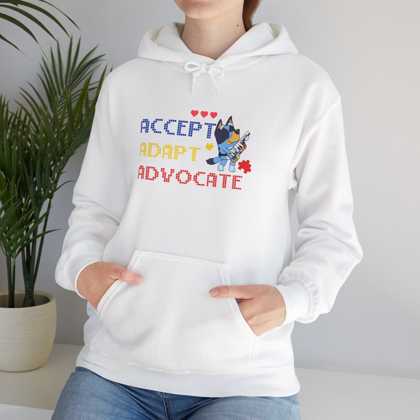 Adopt Advocate Hoodie — "Accept Adapt Advocate" Rescue Dog Paw Print Sweatshirt