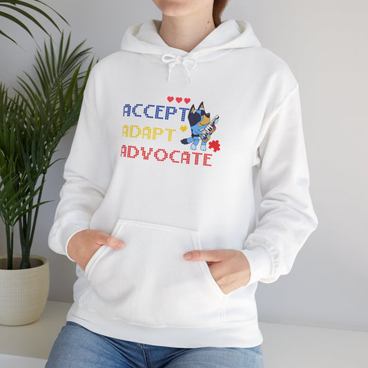 Adopt Advocate Hoodie — "Accept Adapt Advocate" Rescue Dog Paw Print Sweatshirt