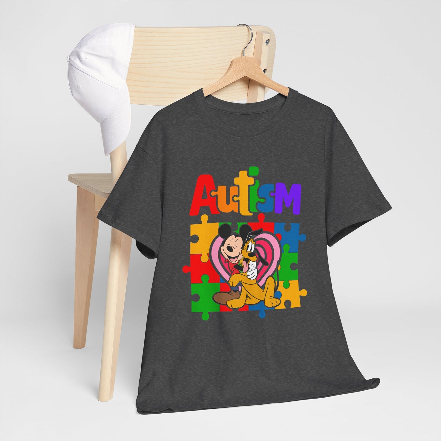 Autism Awareness Puzzle Heart T-Shirt — Colorful Mickey Support Tee