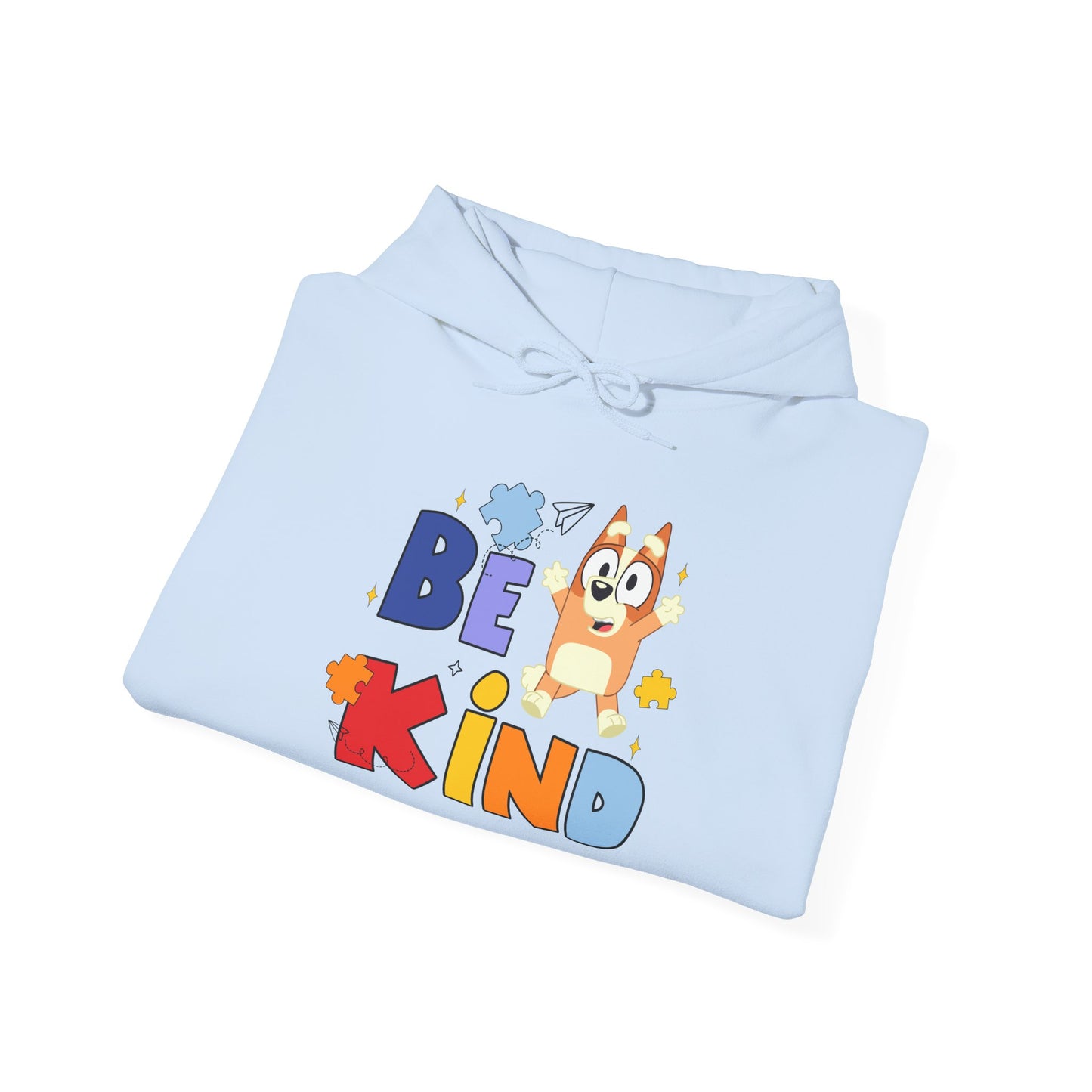 Be Kind Kids Hoodie – Colorful Cartoon Puppy Graphic Hoodie
