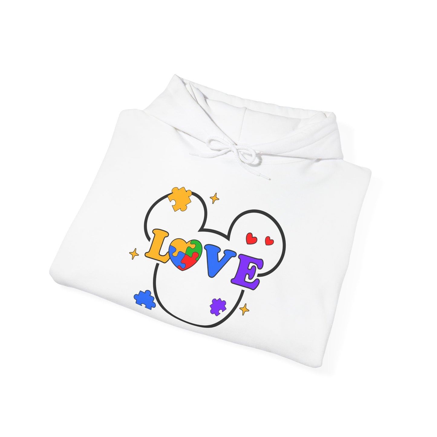 Love Puzzle Heart Hoodie — Autism Awareness Rainbow Puzzle Pieces Love Sweatshirt