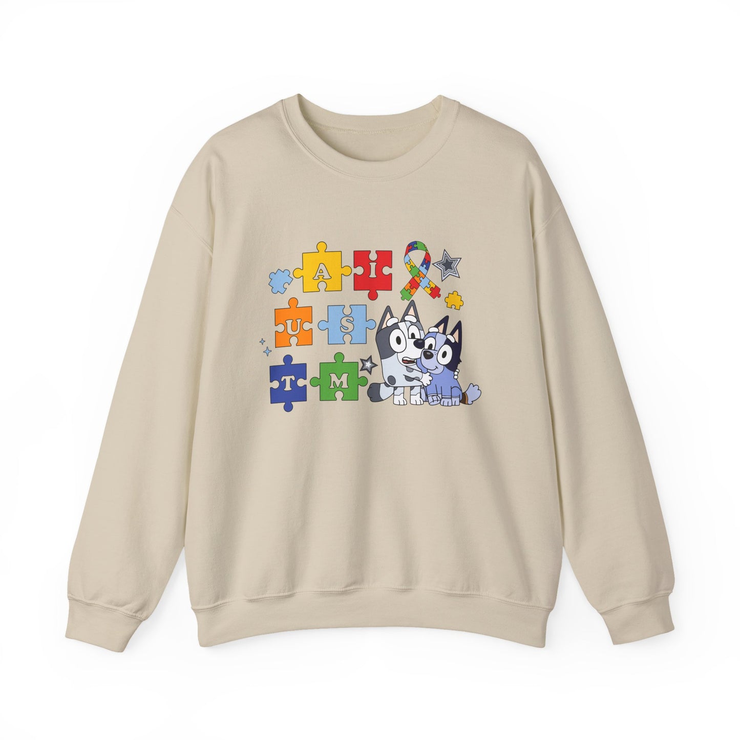 Autism Puzzle Paw Crewneck Sweatshirt — Bluey-Inspired Support Tee