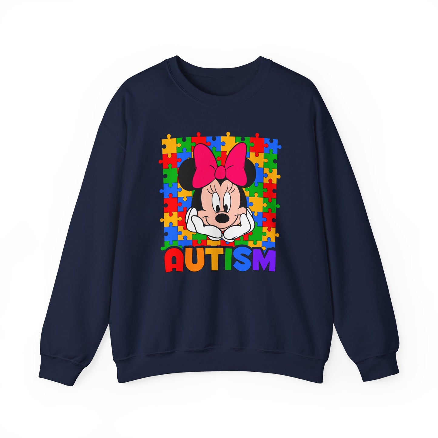 Autism Awareness Sweatshirt — Rainbow Puzzle Heart Character Design