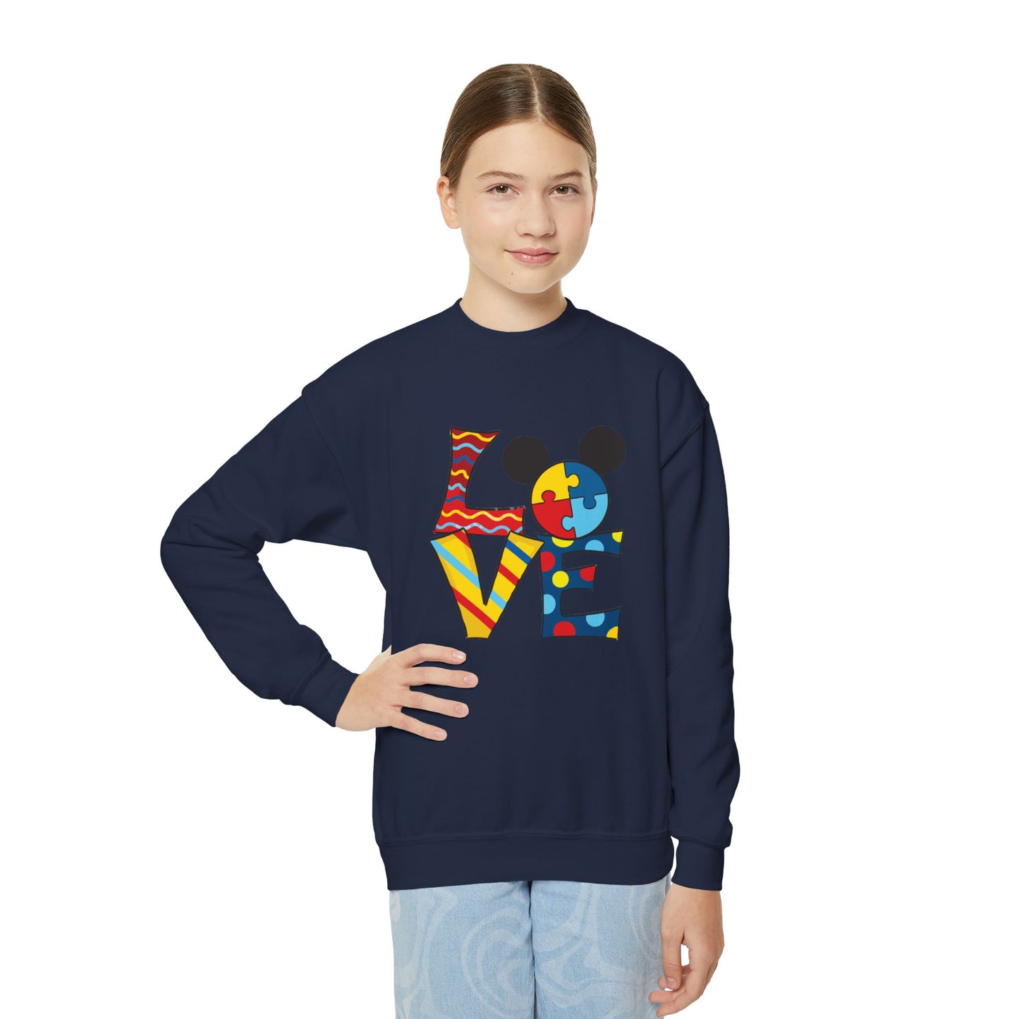 Colorful Love Puzzle Youth Crewneck Sweatshirt
