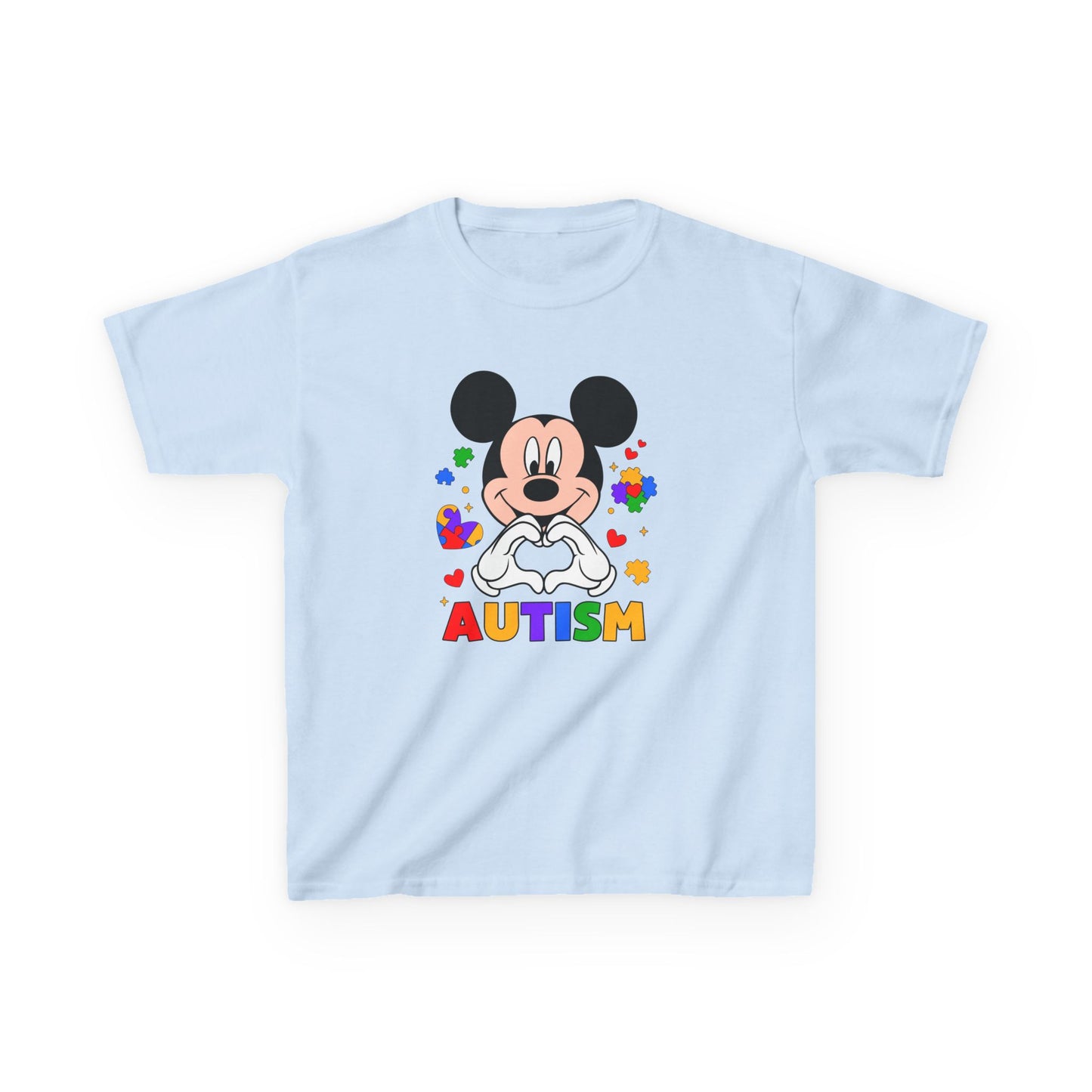 Kids Autism Awareness Tee — Colorful Puzzle Heart Design
