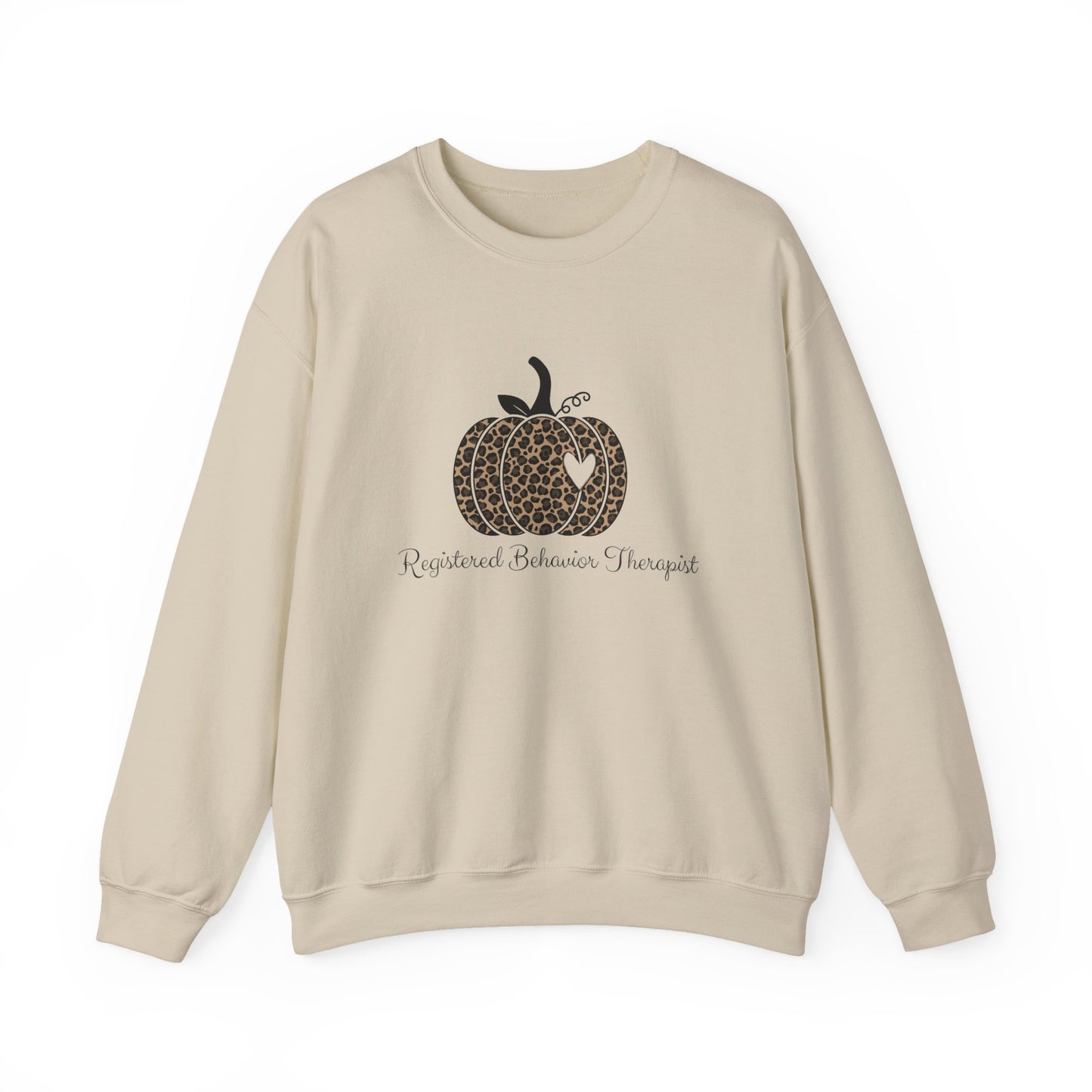 Therapist Leopard Pumpkin Sweatshirt — Registered Behavior Therapist Fall Crewneck