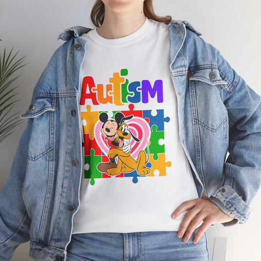 Autism Awareness Puzzle Heart T-Shirt — Colorful Mickey Support Tee