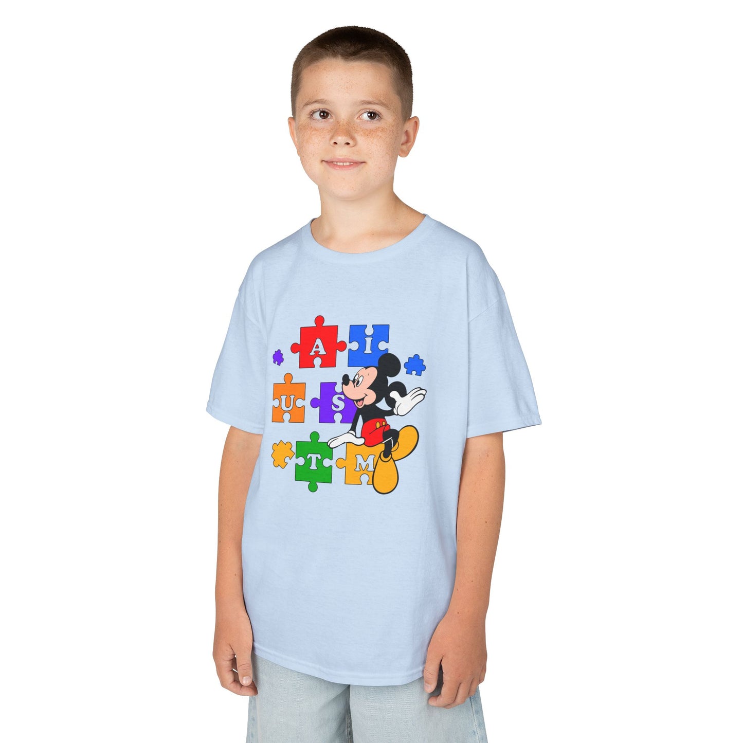 Kids Tee — Mickey Mouse Autism Puzzle Pieces Design