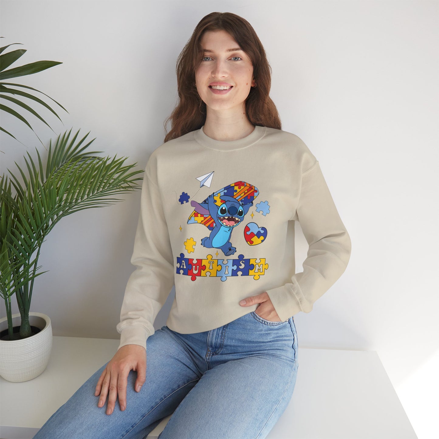 Autism Awareness Sweatshirt – Cute Stitch Puzzle Heart Design