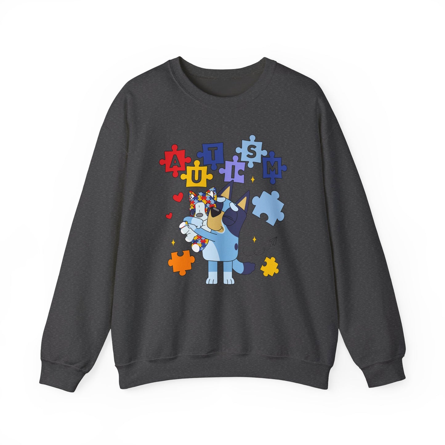 Autism Awareness Puzzle Bluey Paw Crewneck Sweatshirt