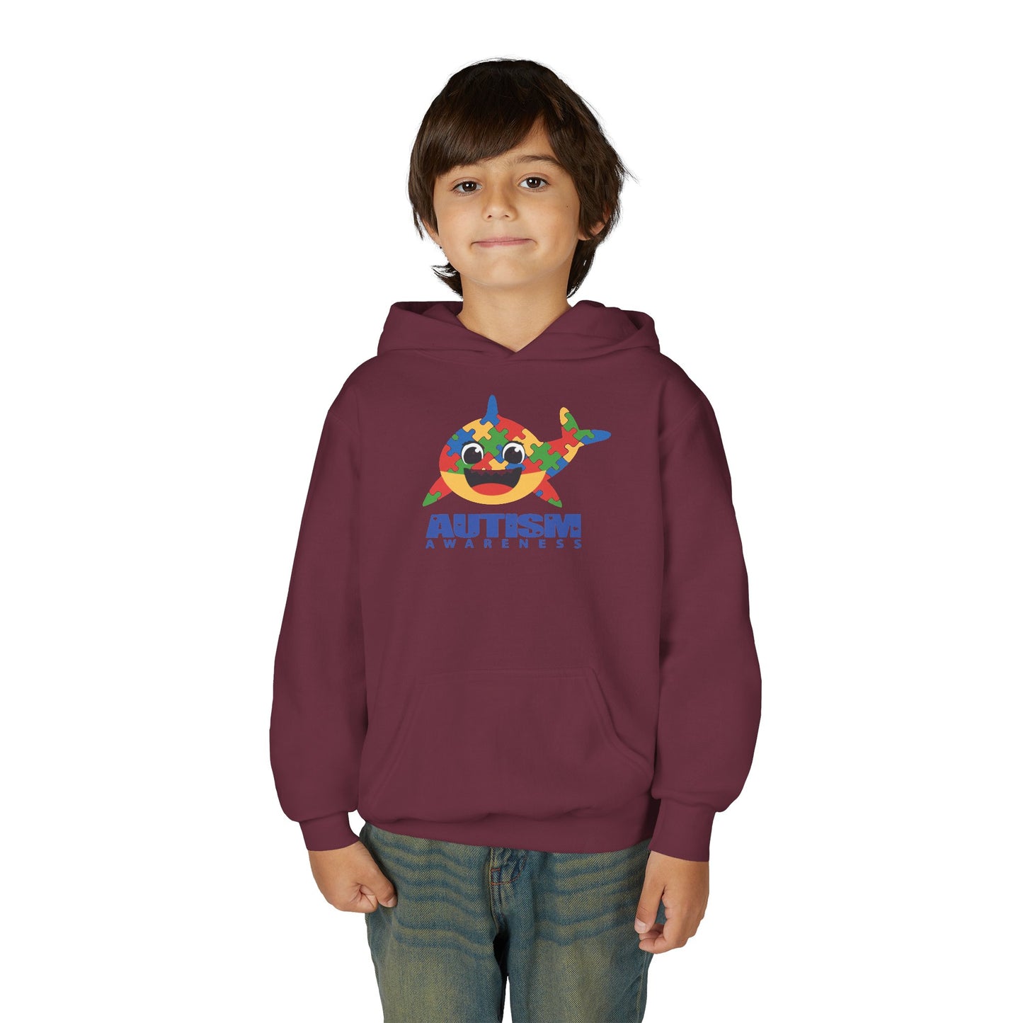 Autism Awareness Youth Hoodie - Colorful Shark Design