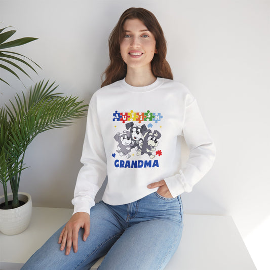 Autism Awareness Grandma Sweatshirt – Puzzle Paw Print Design