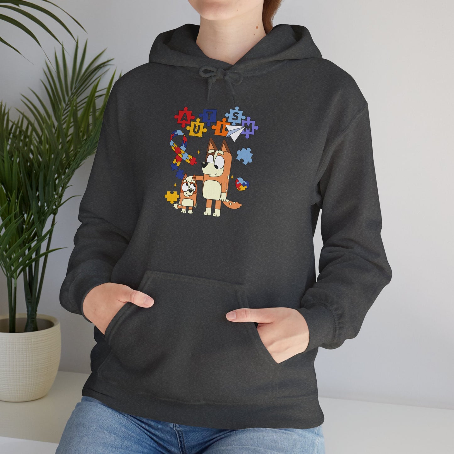 Bluey Puzzle Pieces Hoodie — Cute Bluey & Bingo Autism Awareness Sweatshirt