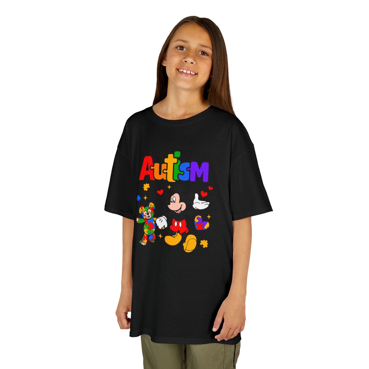 Kids Autism Awareness T‑Shirt — Colorful Puzzle & Friendly Character Design