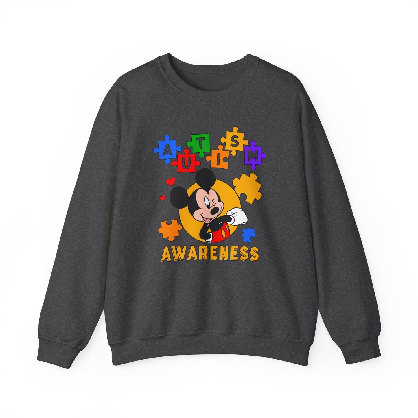 Autism Awareness Crewneck Sweatshirt — Puzzle Heart Character Design