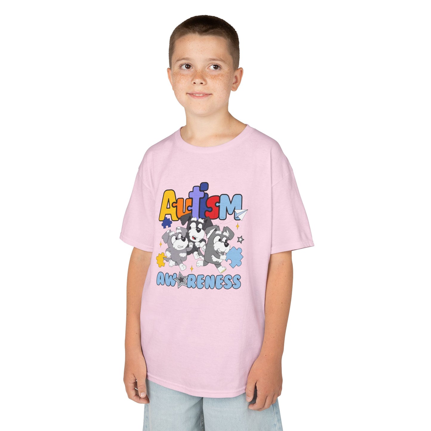 Kids Tee — 'Autism Awareness' Colorful Puzzle Heart Design