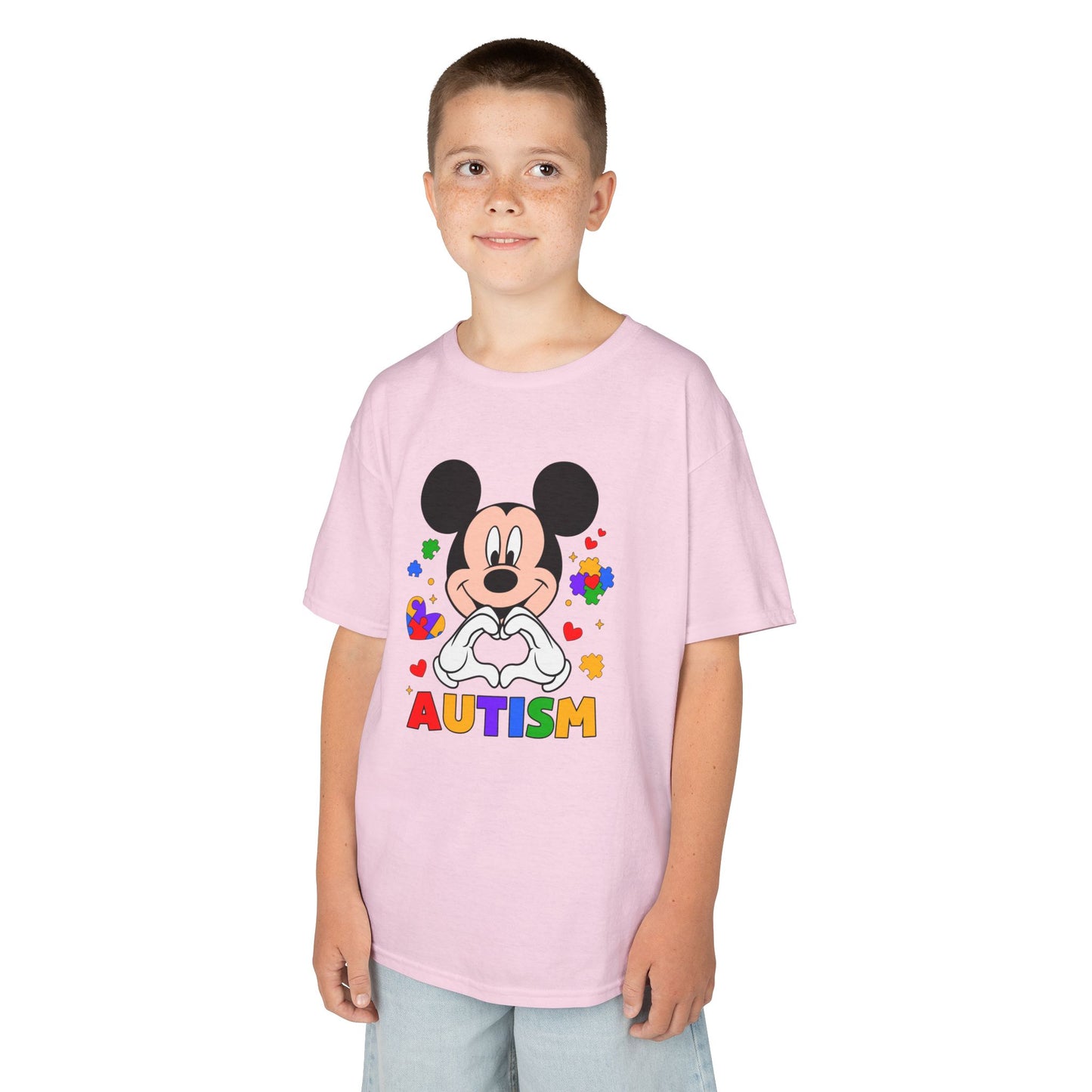 Kids Autism Awareness Tee — Colorful Puzzle Heart Design