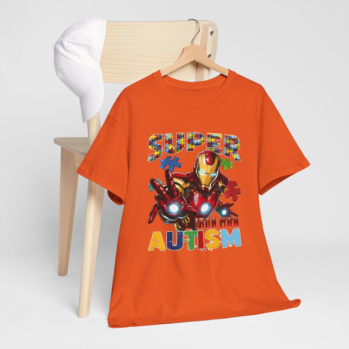 Autism Awareness Iron Man Tee — “Super Autism” Puzzle Piece Superhero Shirt