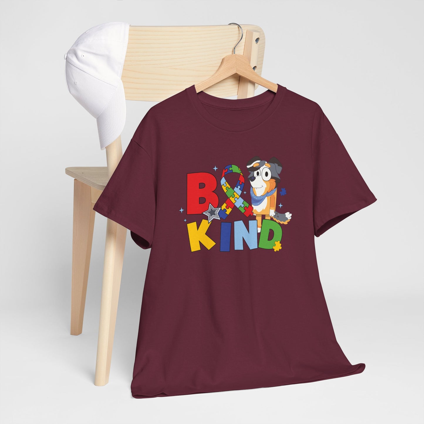 Be Kind Bluey Family T-Shirt — Colorful Rainbow Letters with Cute Design