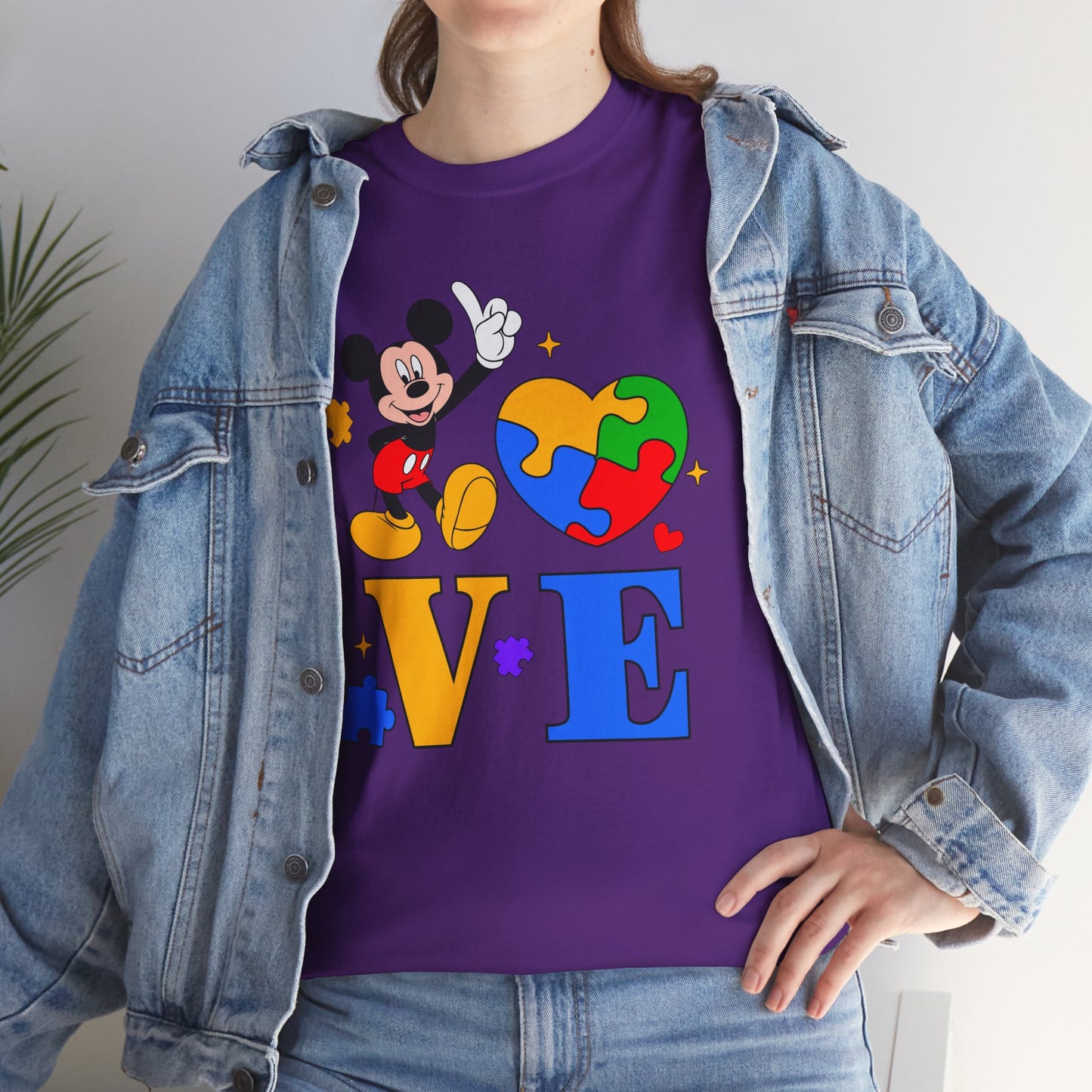 Kid-Friendly Love Puzzle Tee with Cartoon Mouse