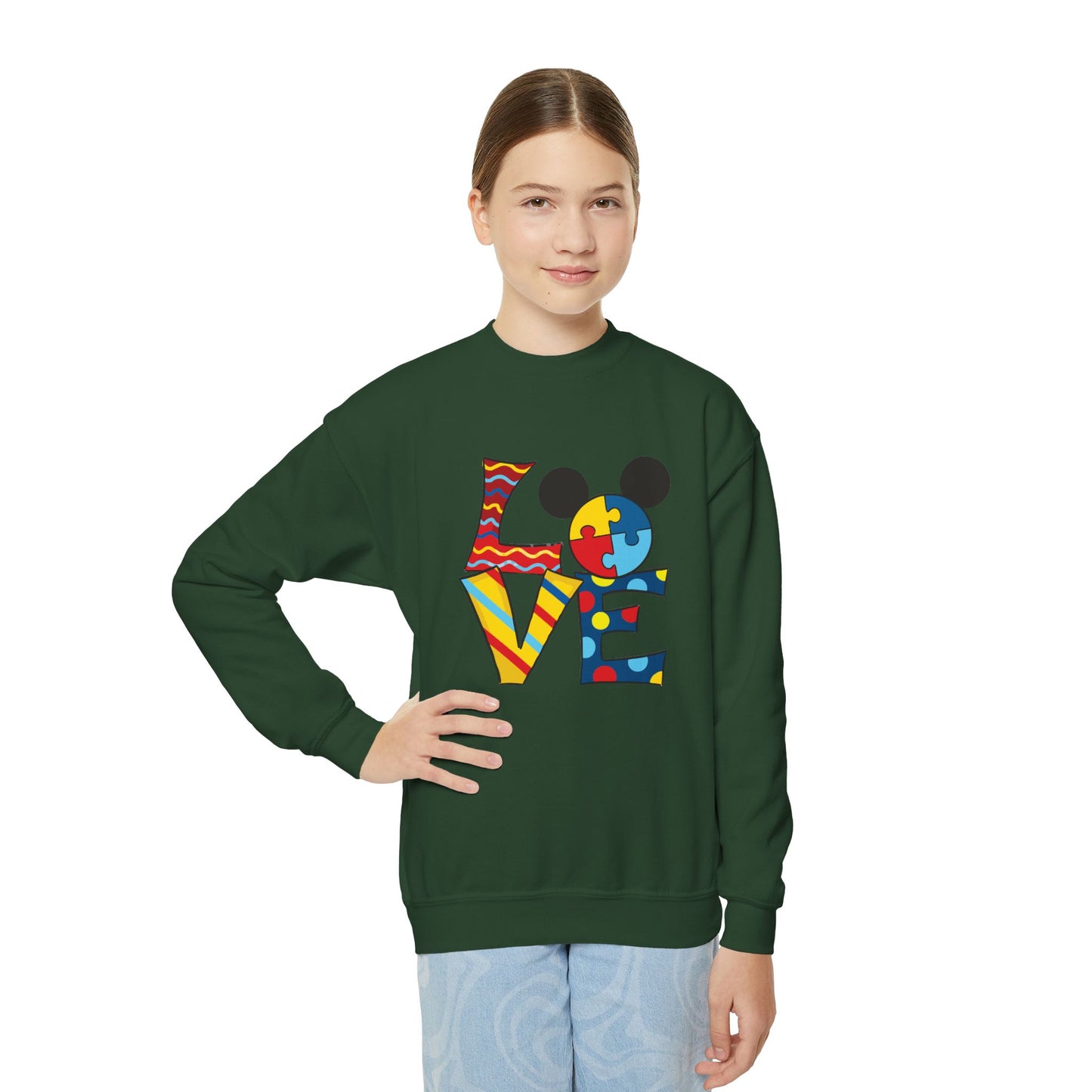 Colorful Love Puzzle Youth Crewneck Sweatshirt