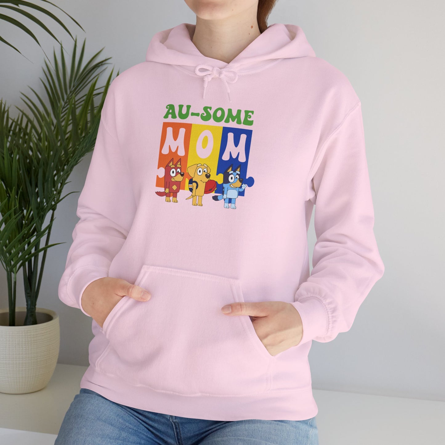 Au-some Mom Hoodie — Colorful Puzzle Piece Autism Awareness Sweatshirt