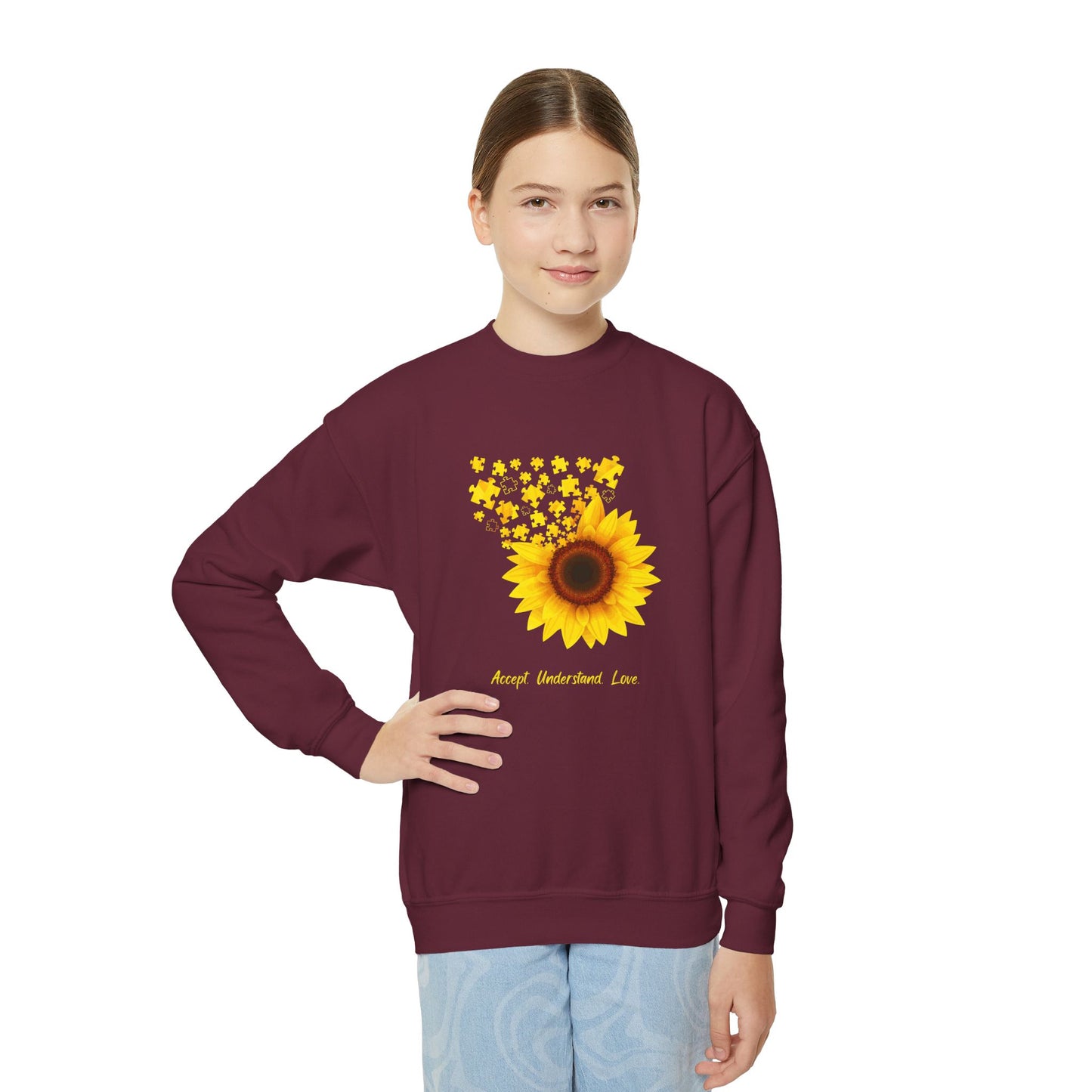 Sunflower Youth Crewneck Sweatshirt - Perfect for Spring and Everyday Wear