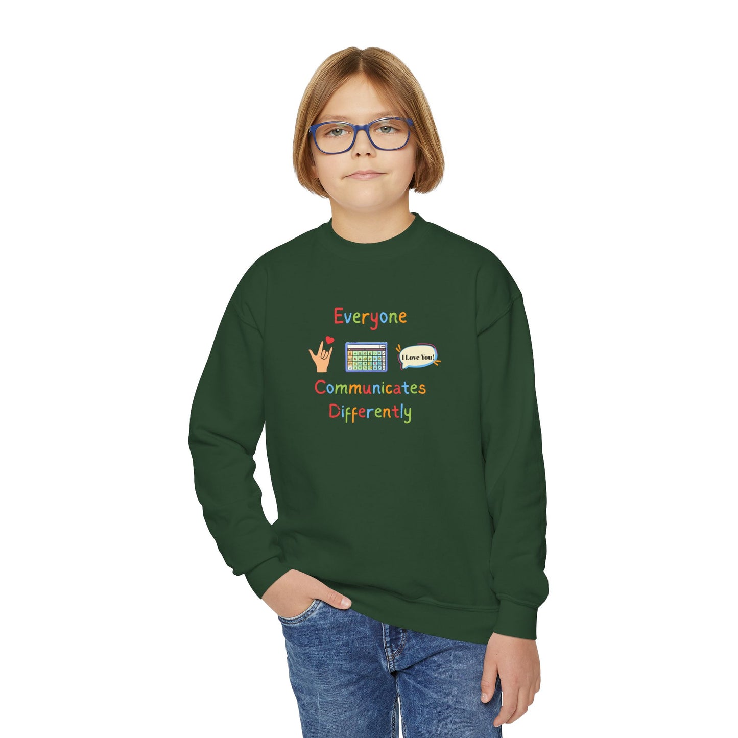 Everyone Communicates Differently Youth Crewneck Sweatshirt
