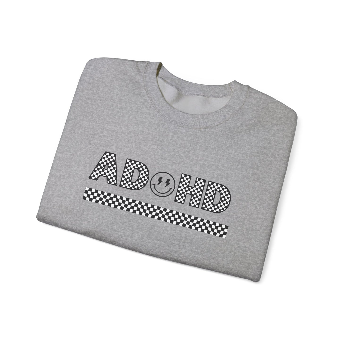 ADHD Smiley Checkered Crewneck Sweatshirt