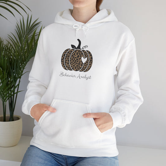 Behavior Analyst Fall Leopard Pumpkin Hoodie - Autumn Harvest Sweatshirt with Heart Accent