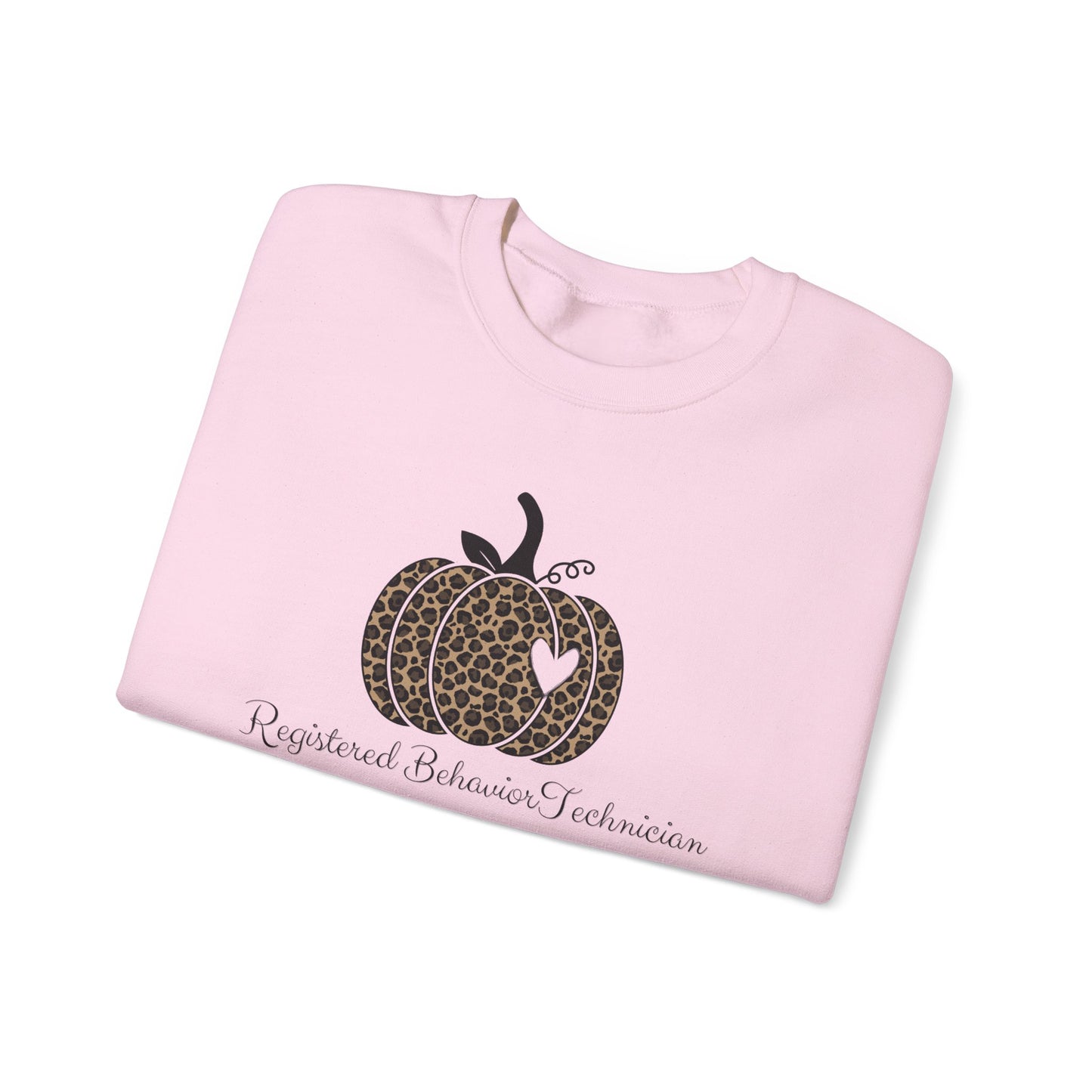 Crewneck Sweatshirt — Leopard Pumpkin "Registered Behavior Technician" Fall Sweatshirt