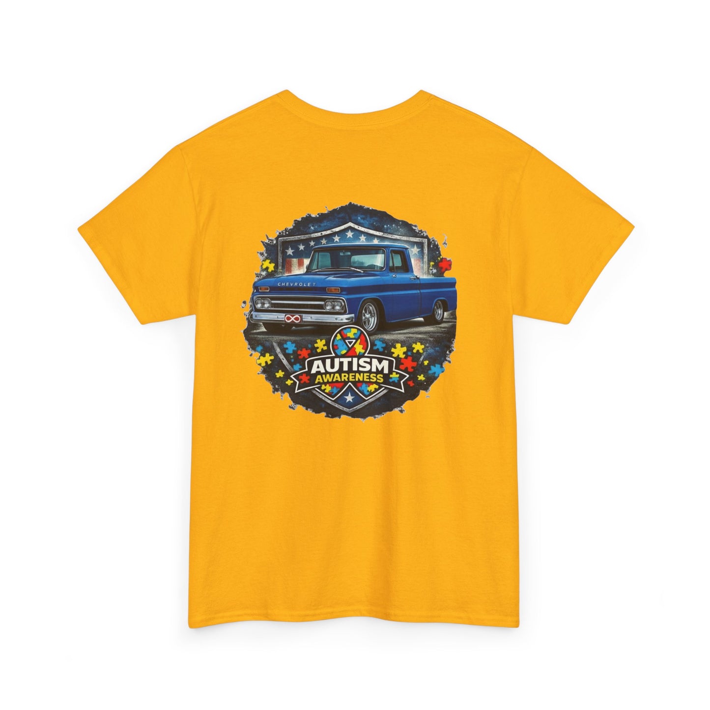 Tim’s Truck Tee- Autism Awareness Truck T-Shirt — Vintage Pickup Puzzle Ribbon Tee