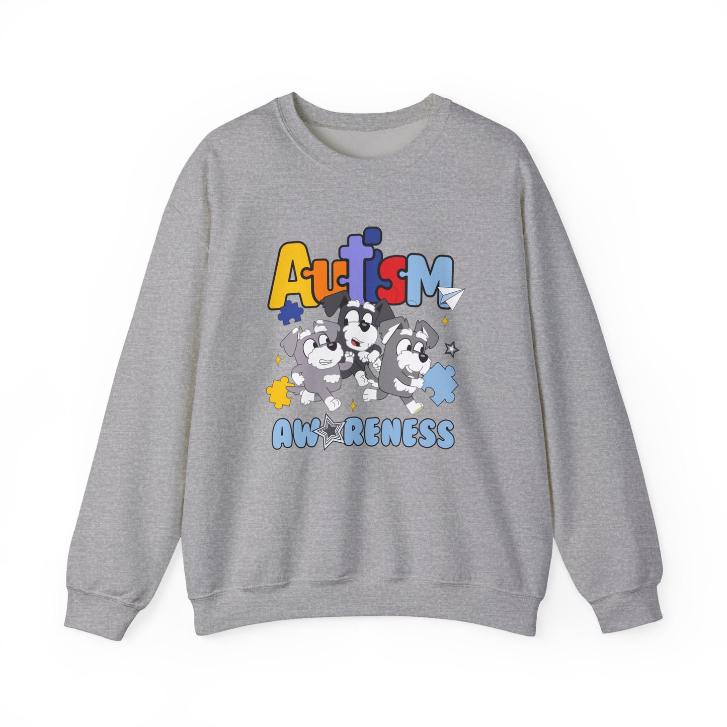 Autism Awareness Crewneck Sweatshirt – Colorful Puzzle Piece Design