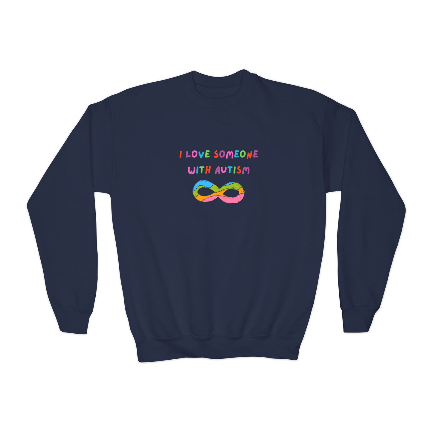 Autism Awareness Youth Crewneck Sweatshirt - I Love Someone with Autism